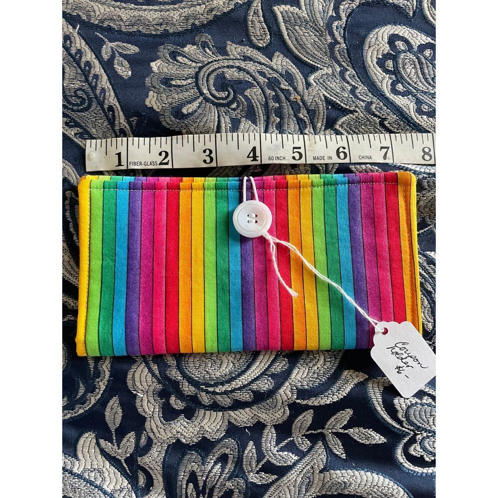 Coupon wallet fabric rainbow handmade‎ button billfold NEW